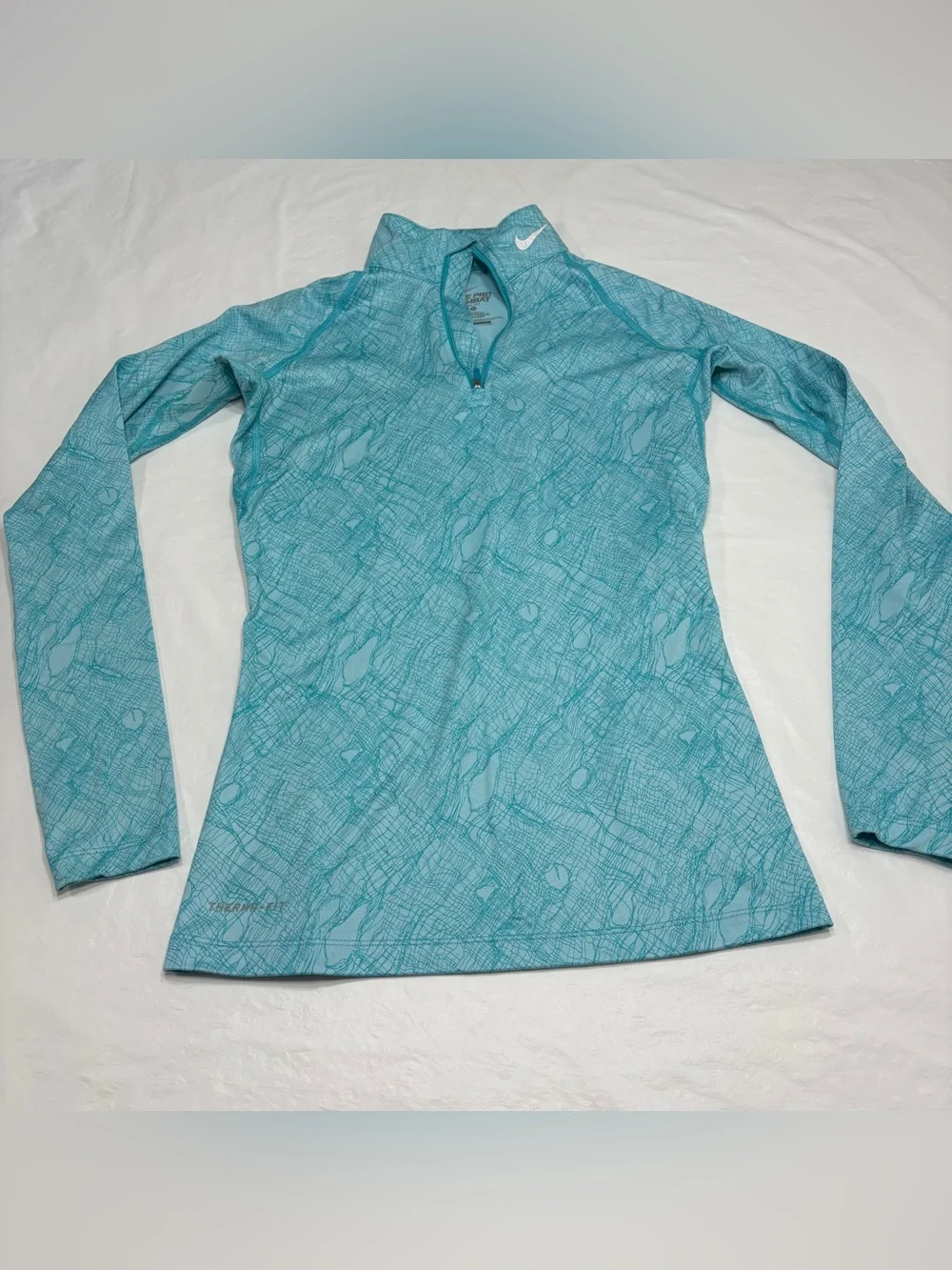 Nike Pro Combat Therma-Fit 1/4 Zip Pullover Women’s Small Blue Dri-Fit Fitted